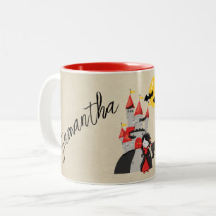 Caneca De Café Em Dois Tons Garota de Vampiro Bonita e Halloween do Castelo As
