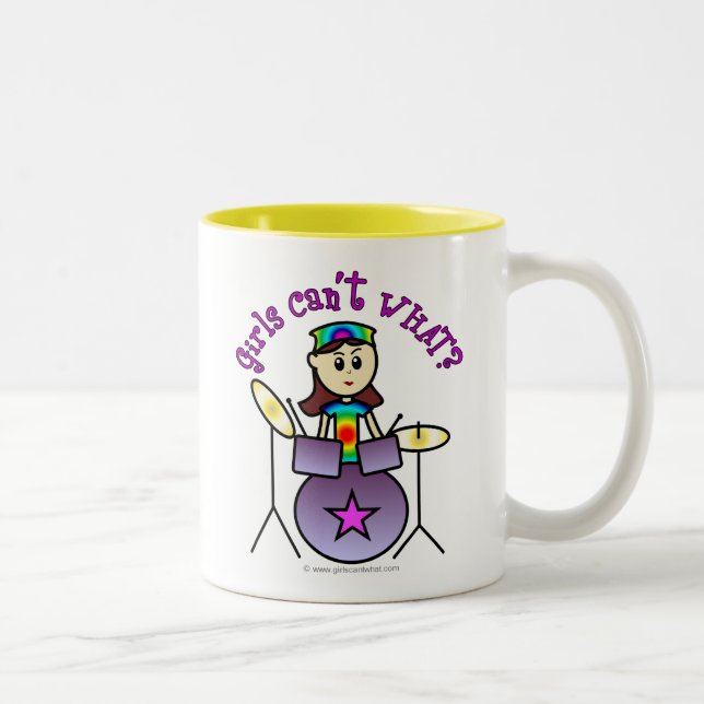 Caneca De Café Em Dois Tons Garota Drummer - Heather (Direita)