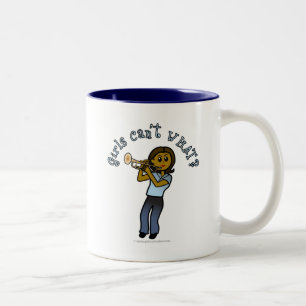 Caneca De Café Em Dois Tons Garota Escura Jogando Trompete