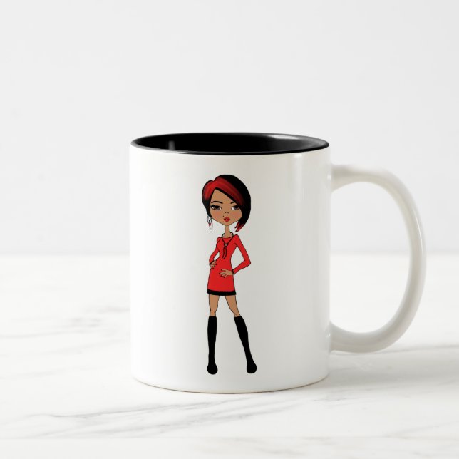 Caneca De Café Em Dois Tons Garota Fashionista Dois Canuta Tonelada (Direita)