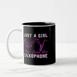 Caneca De Café Em Dois Tons Garota Saxofonista Dão Jazz Música Saxofone