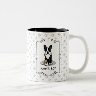 Caneca De Café Em Dois Tons Garoto da mamãe bonita Boston Terrier (preto)