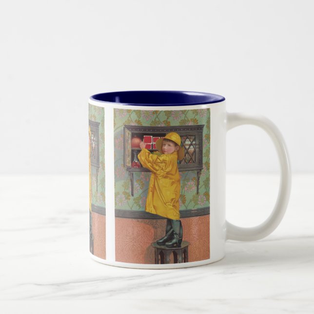 Caneca De Café Em Dois Tons Garoto no Raincoat (Direita)