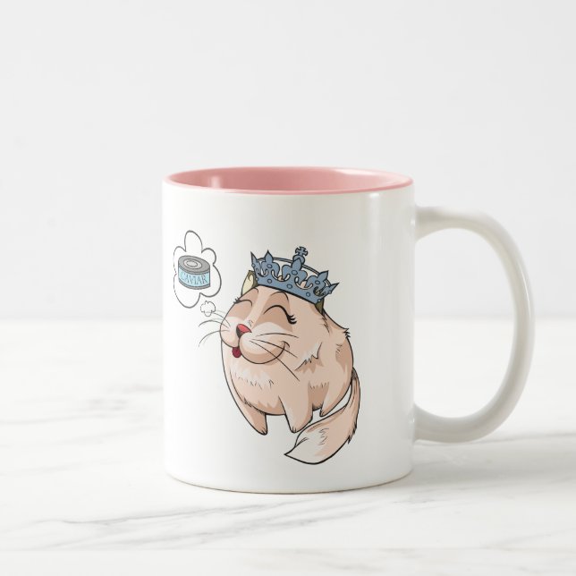 Caneca De Café Em Dois Tons Gata Chique Sonhando com Caviar (Direita)