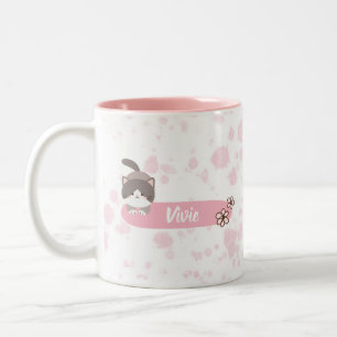 Caneca De Café Em Dois Tons Gata da Primavera Personalizada
