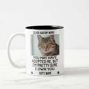 Caneca De Café Em Dois Tons gata engraçada, foto e nome do gato personalizado
