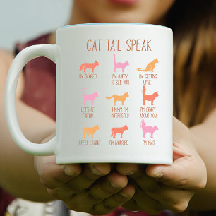 Caneca De Café Em Dois Tons Gata Gato Fala, Comunicação Engraçada