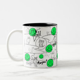 Caneca De Café Em Dois Tons Gatices miaus festa de gato de verão na praia