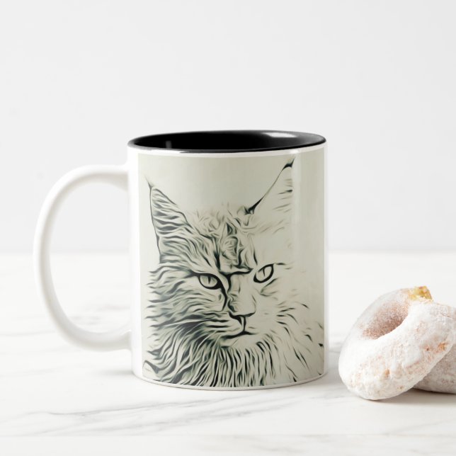 Caneca De Café Em Dois Tons Gatinho (Com Donut)