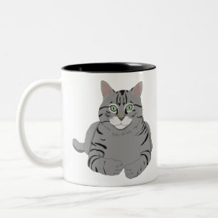 Caneca De Café Em Dois Tons Gatinho De Gato, Tigre, Comprimido, Pet Animal Dom