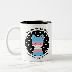 Caneca De Café Em Dois Tons Gatinho do apoio do Transgender