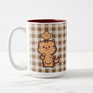 Caneca De Café Em Dois Tons Gatinho e frango pequeno