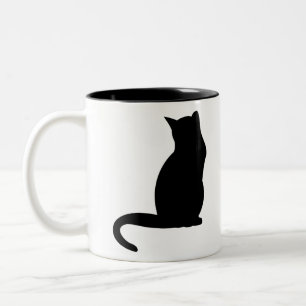 Caneca De Café Em Dois Tons Gatinho Gato Silhueta Preto A Sombra