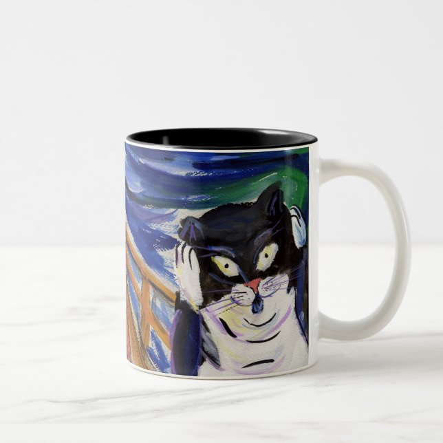 Caneca De Café Em Dois Tons Gatinho Gritar (Direita)