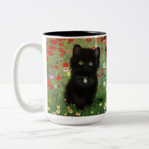 Caneca De Café Em Dois Tons Gatinho Gustav Klimt
