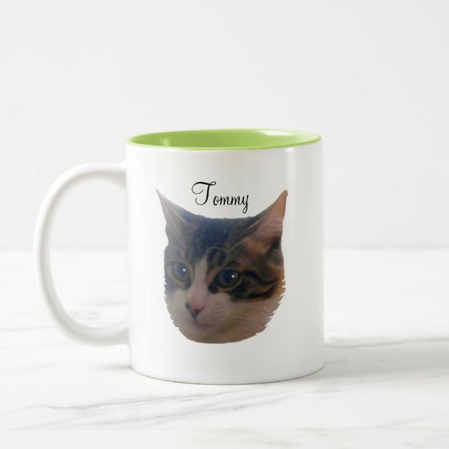 Caneca De Café Em Dois Tons Gatinho malhado fofo (Esquerda)
