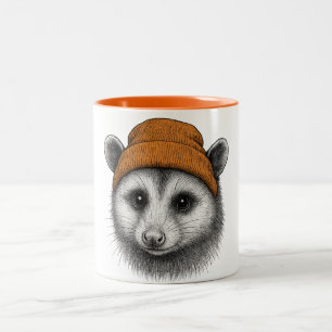 Caneca De Café Em Dois Tons Gatinho Marsupial Fofo Com Suéter De Capuz - Vi Re