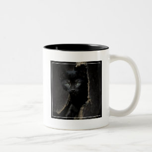 Caneca De Café Em Dois Tons Gatinho preto pequeno