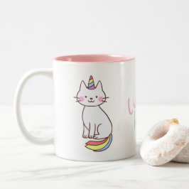 Caneca De Café Em Dois Tons Gatinho Rainbow Unicorn