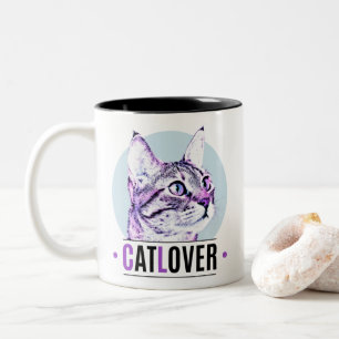 Caneca De Café Em Dois Tons Gatinho rosa e preto