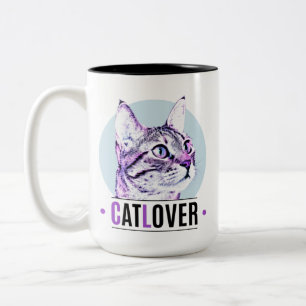 Caneca De Café Em Dois Tons Gatinho rosa e preto