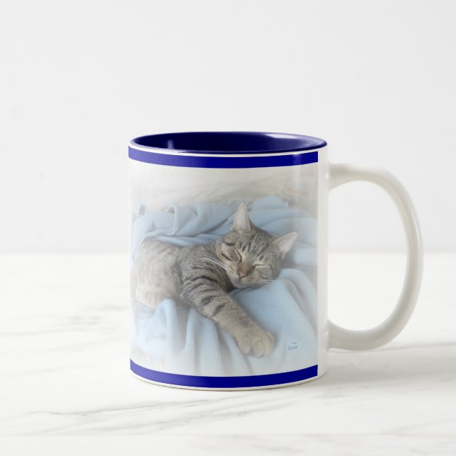 Caneca De Café Em Dois Tons Gatinho sonolento (Direita)