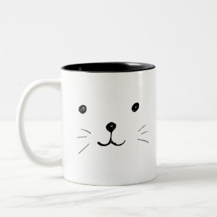 Caneca De Café Em Dois Tons Gatinhos De Cartoon Desenhados À Mão Imagens De 