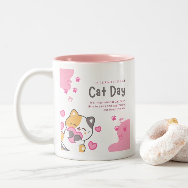 CANECA DE CAFÉ EM DOIS TONS GATO (Com Donut)