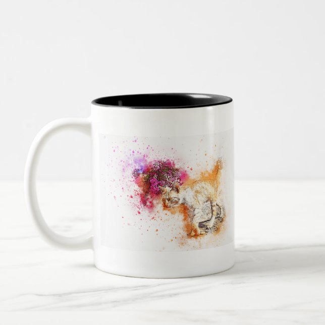 Caneca De Café Em Dois Tons Gato 1 (Esquerda)