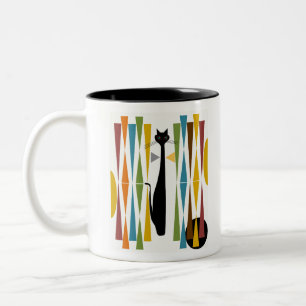 Caneca De Café Em Dois Tons Gato 2 da arte de MidMod