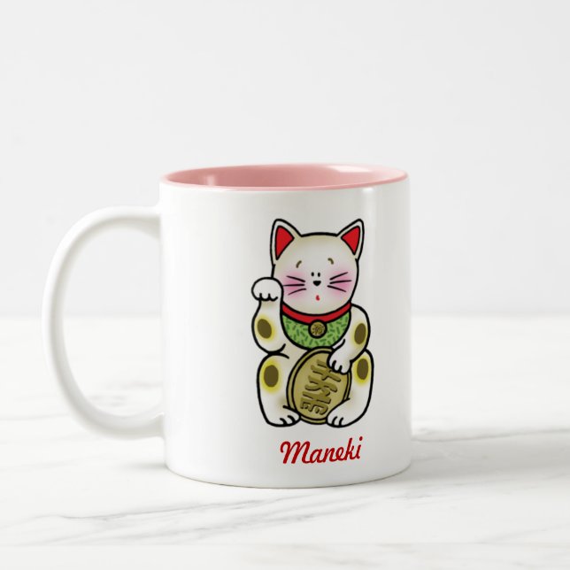 Caneca De Café Em Dois Tons Gato afortunado (Esquerda)