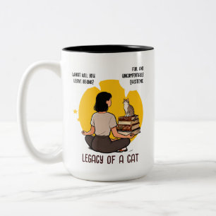 Caneca De Café Em Dois Tons Gato Amante de Livros Humor Intelectual Arte Citaç
