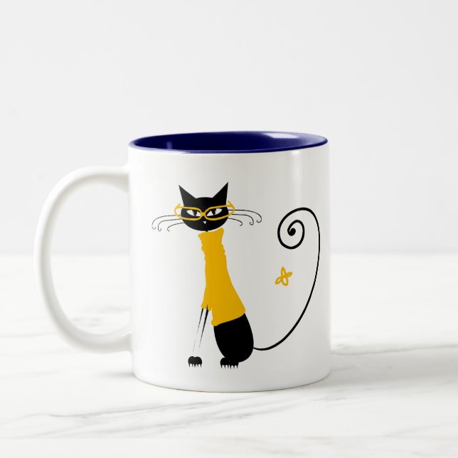 Caneca De Café Em Dois Tons Gato Amarelo - Mug (Esquerda)
