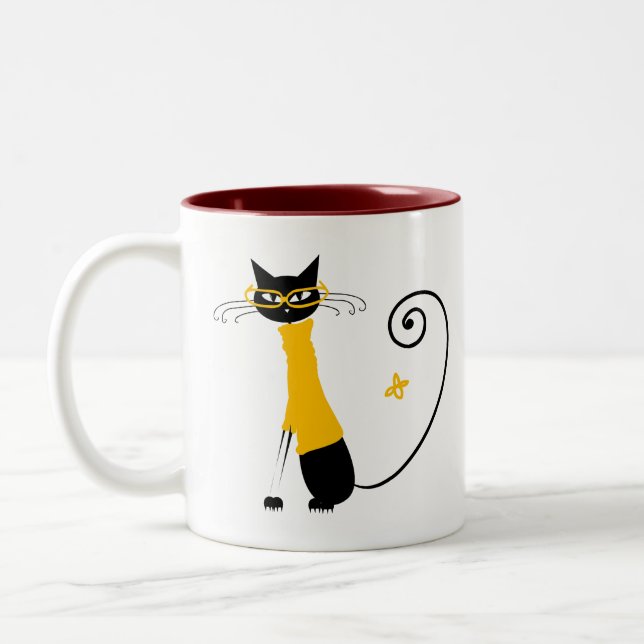 Caneca De Café Em Dois Tons Gato Amarelo - Mug (Esquerda)