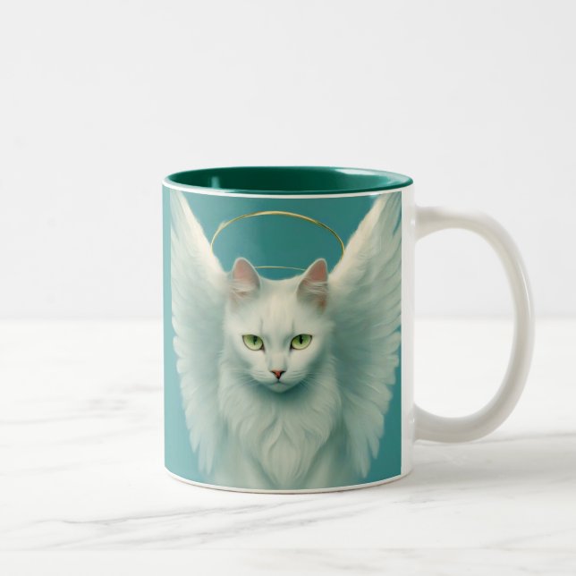 Caneca De Café Em Dois Tons gato angelical (Direita)