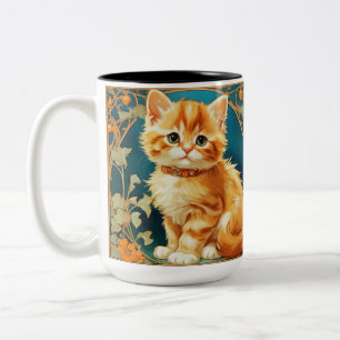 Caneca De Café Em Dois Tons Gato Art Nouveau de Alphonse Mucha
