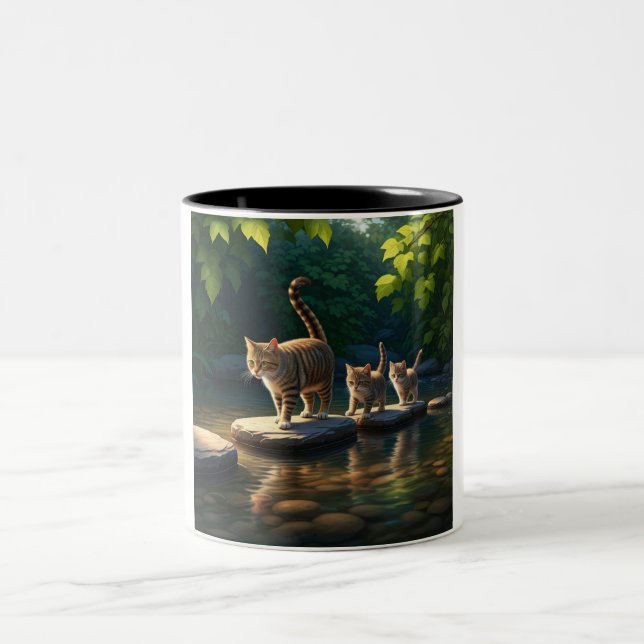Caneca De Café Em Dois Tons Gato Aventurado Mãe Dois Toneladas (Centro)