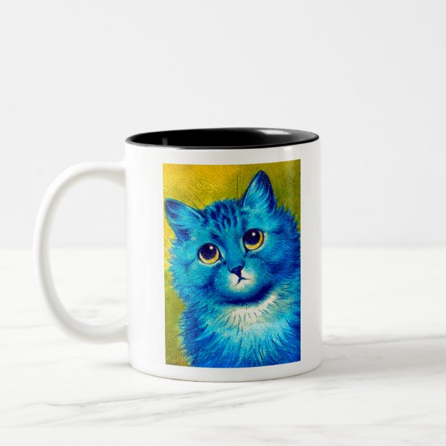 Caneca De Café Em Dois Tons Gato azul de Louis Wain (Esquerda)