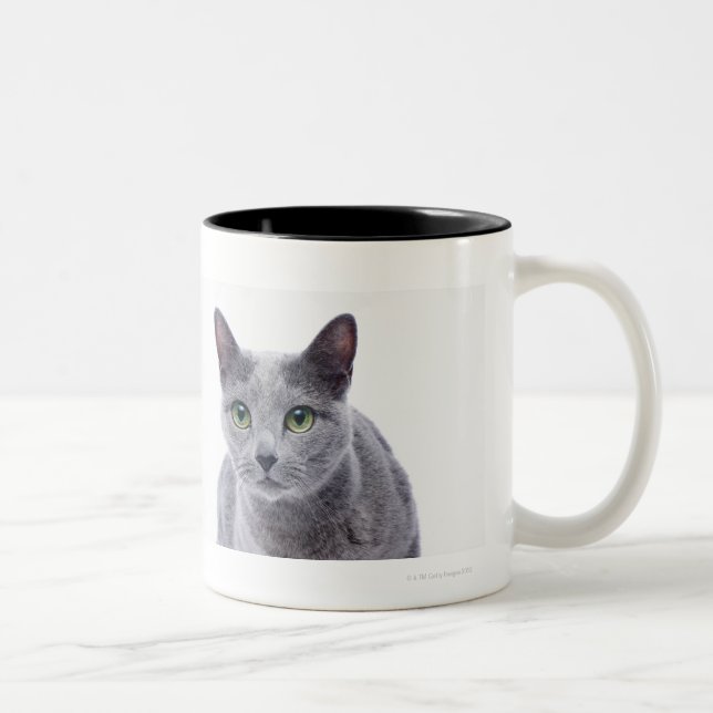 Caneca De Café Em Dois Tons Gato azul do russo (Direita)