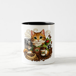 Caneca De Café Em Dois Tons Gato Barista Amante de Café