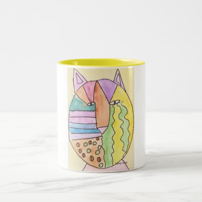 Caneca De Café Em Dois Tons Gato-Biscoito de Laineys (Centro)