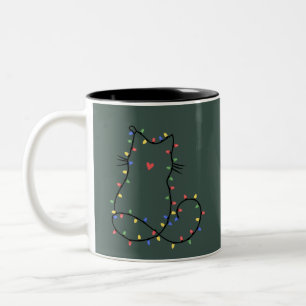 Caneca De Café Em Dois Tons Gato Bonito de Natal Mãe Engraçado Xmas Tomada de 