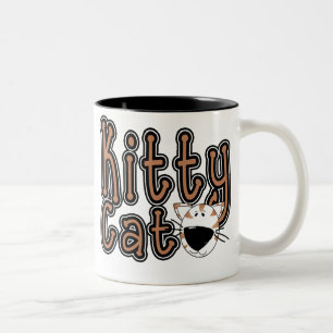 Caneca De Café Em Dois Tons Gato bonito do gatinho