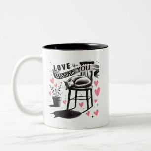 Caneca De Café Em Dois Tons Gato Bonito numa cadeira Desaparecendo de você