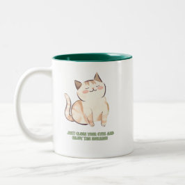 Caneca De Café Em Dois Tons Gato bonito para a pessoa da manhã