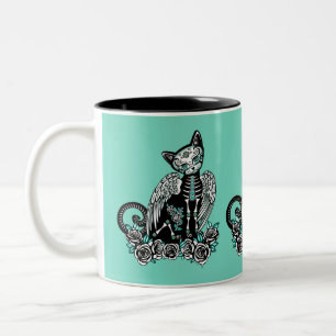 Caneca De Café Em Dois Tons Gato Caveira de Açúcar