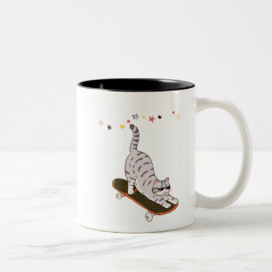 Caneca De Café Em Dois Tons Gato com a Prancha