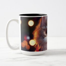 Caneca De Café Em Dois Tons Gato com Natal
