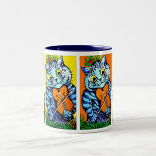 Caneca De Café Em Dois Tons Gato com o violino pelo copo de Louis Wain