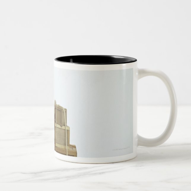 Caneca De Café Em Dois Tons Gato com vagão e caixas (Direita)